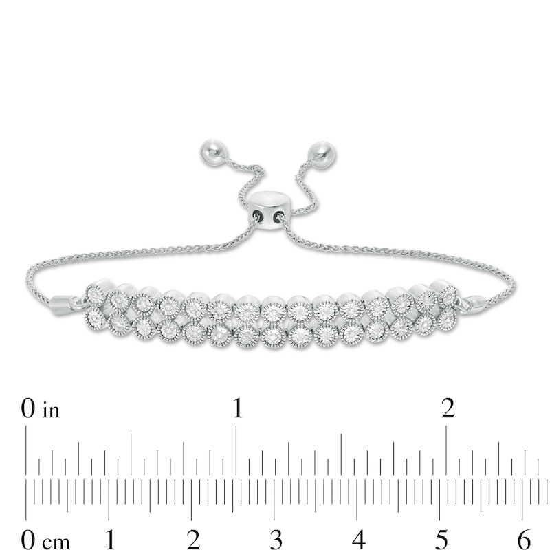 0.15 CT. T.W. Diamond Double Row Bolo Bracelet in Sterling Silver - 9.5"