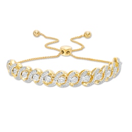 0.45 CT. T.W. Diamond Cascading Bolo Bracelet in Sterling Silver and 14K Gold Plate - 9.5&quot;
