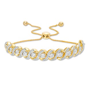 0.45 CT. T.W. Diamond Cascading Bolo Bracelet in Sterling Silver and 14K Gold Plate - 9.5"