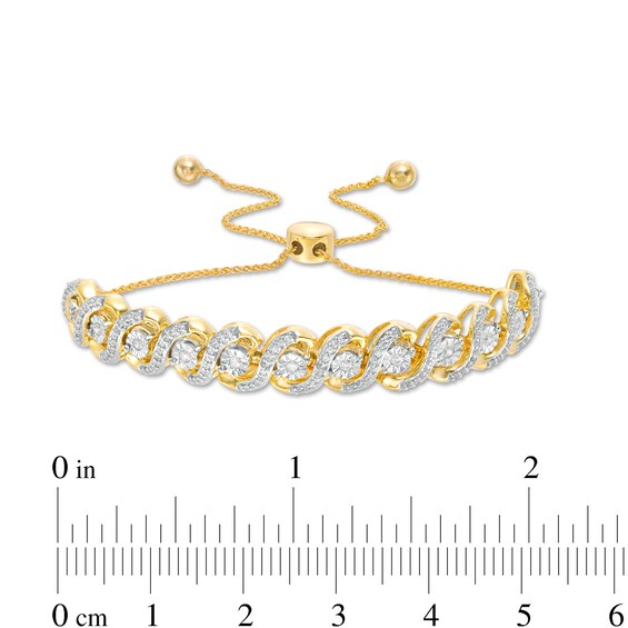 0.45 CT. T.W. Diamond Cascading Bolo Bracelet in Sterling Silver and 14K Gold Plate - 9.5"