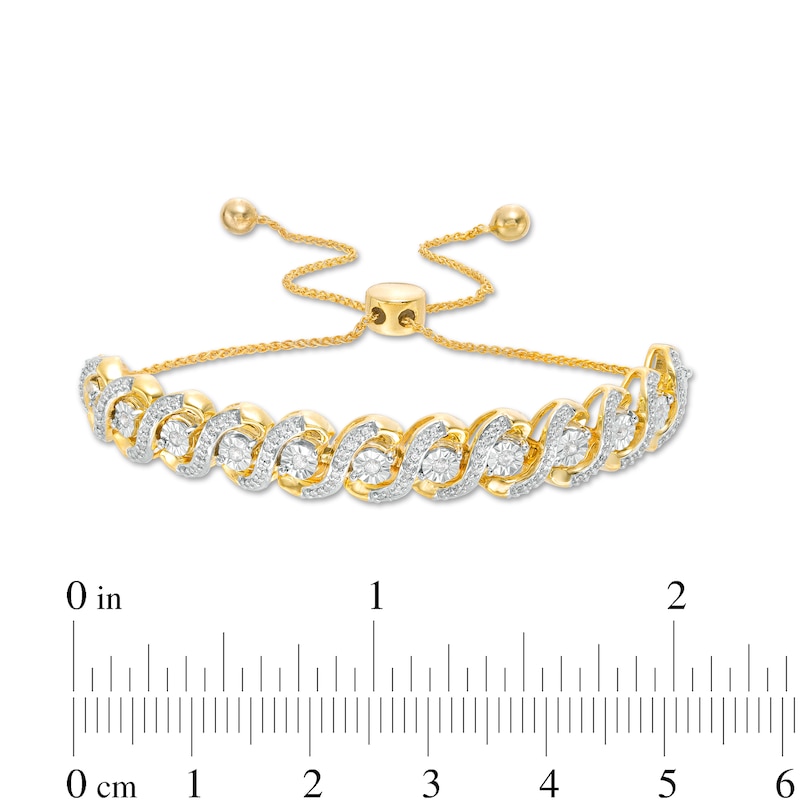 Main Image 3 of 0.45 CT. T.W. Diamond Cascading Bolo Bracelet in Sterling Silver and 14K Gold Plate - 9.5&quot;