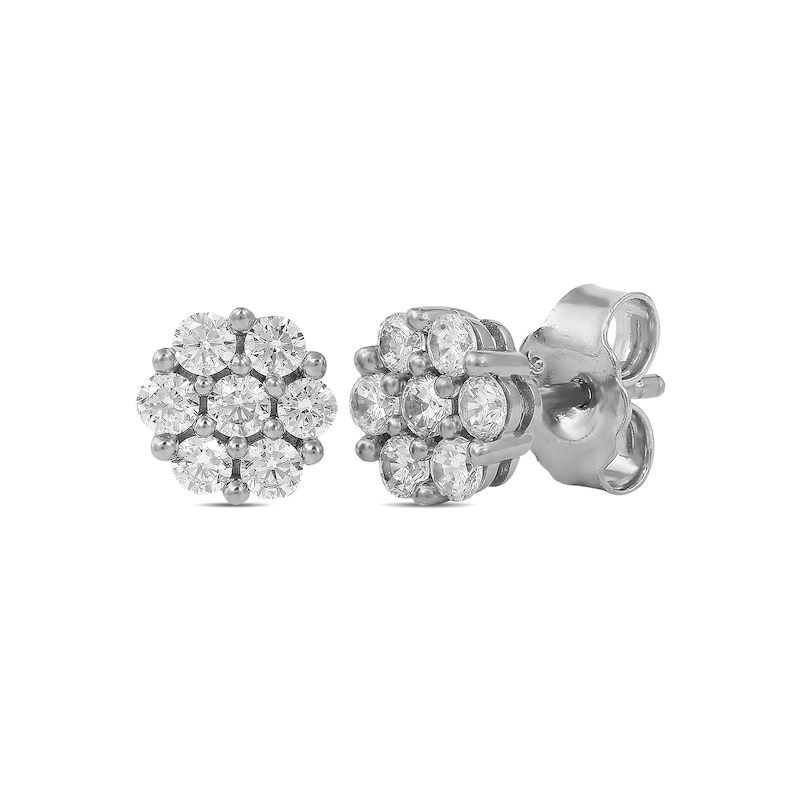0.29 CT. T.W. Composite Diamond Flower Stud Earrings in 10K White Gold|Peoples Jewellers