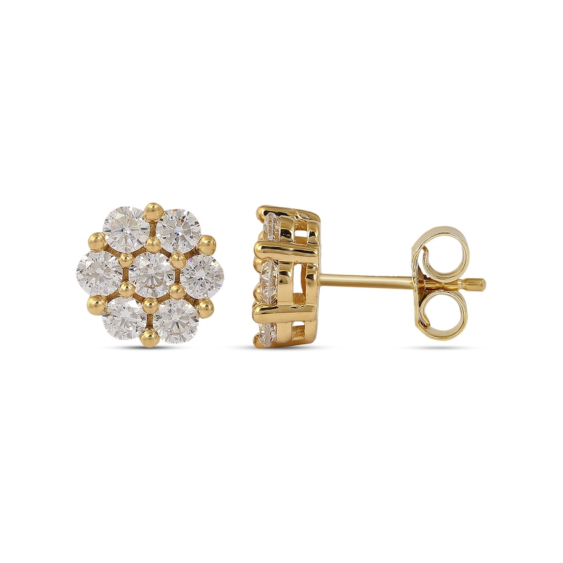 0.95 CT. T.W. Multi-Diamond Flower Stud Earrings in 10K Gold|Peoples Jewellers
