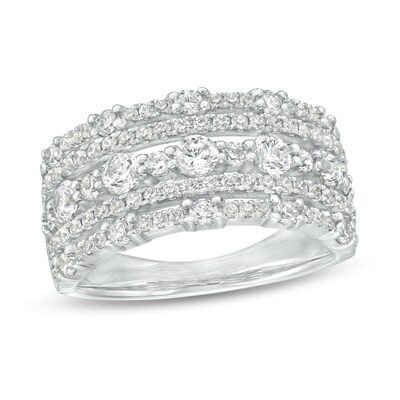 1.23 CT. T.W. Diamond Multi-Row Anniversary Ring in 14K White Gold