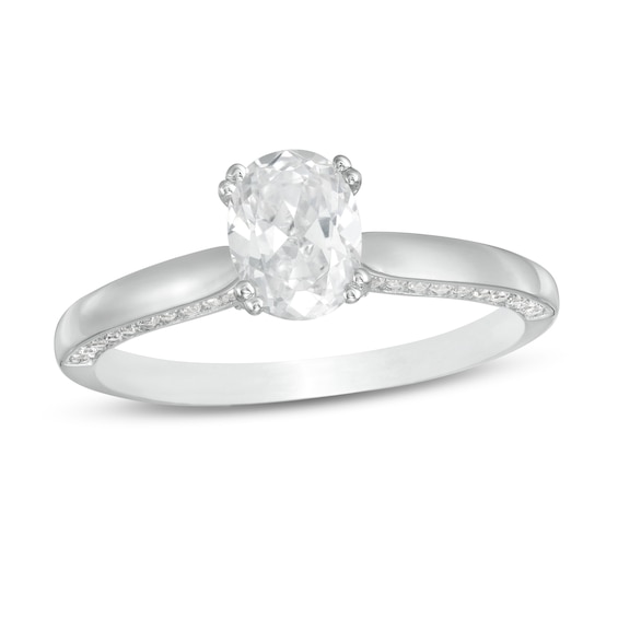 0.95 CT. T.W. Oval Diamond Engagement Ring in 14K White Gold