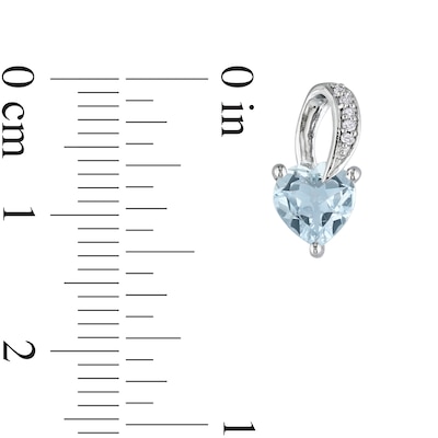 6.0mm Heart-Shaped Aquamarine and Diamond Accent Loop Drop Earrings in Sterling Silver