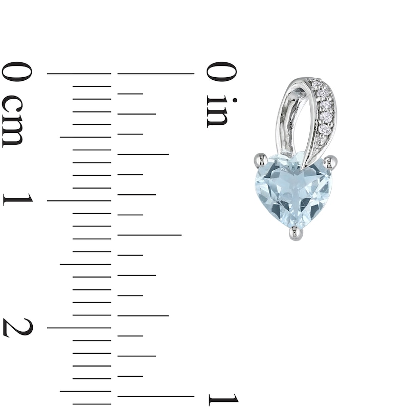 6.0mm Heart-Shaped Aquamarine and Diamond Accent Loop Drop Earrings in Sterling Silver|Peoples Jewellers