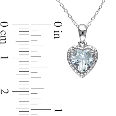 7.0mm Aquamarine Bead Frame Heart Drop Pendant in Sterling Silver