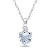 8.0mm Heart-Shaped Aquamarine and Lab-Created White Sapphire Pendant in Sterling Silver