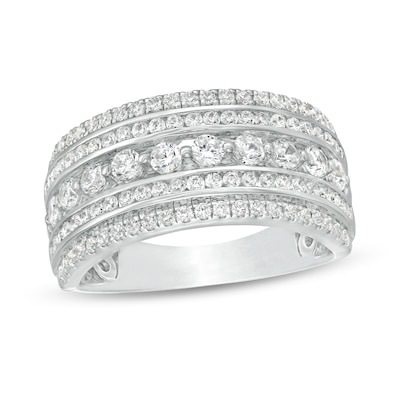 0.95 CT. T.W. Diamond Multi-Row Anniversary Ring in 14K White Gold