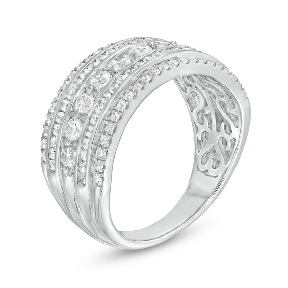 0.95 CT. T.W. Diamond Multi-Row Anniversary Ring in 14K White Gold