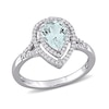 Pear-Shaped Aquamarine and 0.25 CT. T.W. Diamond Open Double Frame Split Shank Ring in 14K White Gold