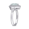 Pear-Shaped Aquamarine and 0.25 CT. T.W. Diamond Open Double Frame Split Shank Ring in 14K White Gold