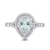 Pear-Shaped Aquamarine and 0.25 CT. T.W. Diamond Open Double Frame Split Shank Ring in 14K White Gold