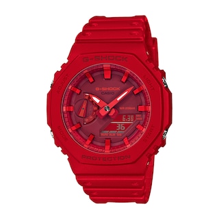 Men's Casio G-Shock Classic Red Resin Strap Watch with Red Dial (Model: GA2100-4A)