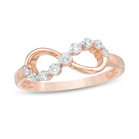 0.18 CT. T.W. Diamond Sideways Infinity Ring in 10K Rose Gold