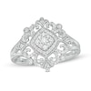 Thumbnail Image 1 of 0.23 CT. T.W. Composite Diamond Tilted Cushion Ornate Vintage-Style Ring in 10K White Gold