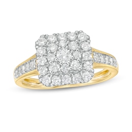 0.69 CT. T.W. Composite Diamond Cushion Frame Ring in 10K Gold