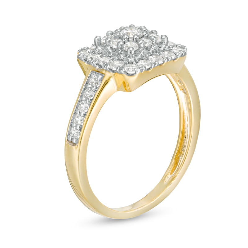 0.69 CT. T.W. Composite Diamond Cushion Frame Ring in 10K Gold