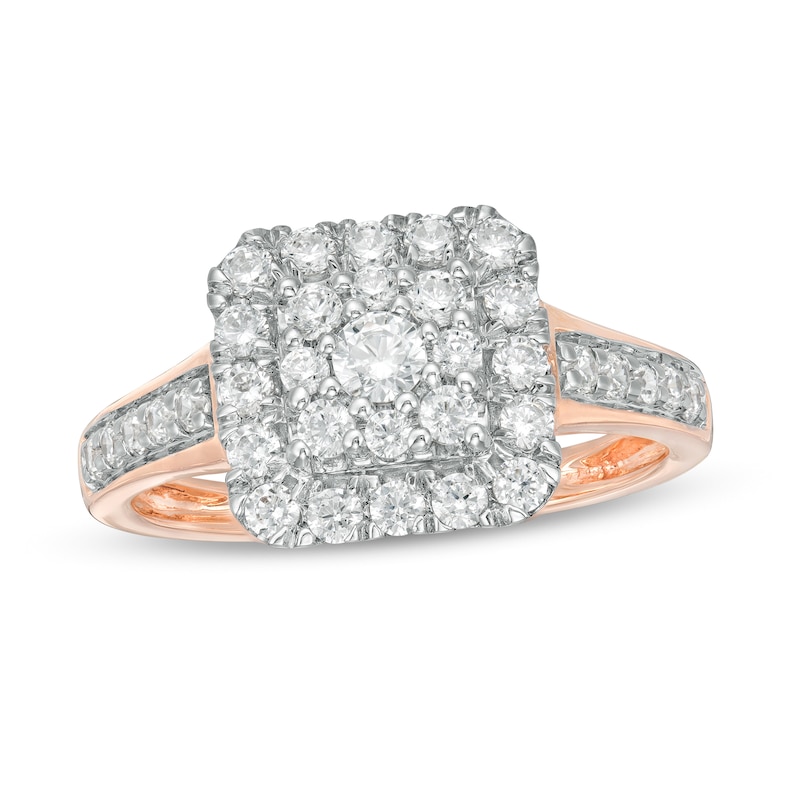 0.69 CT. T.W. Composite Diamond Cushion Frame Ring in 10K Rose Gold