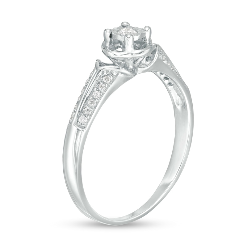 0.15 CT. T.W. Diamond Collar Clover Promise Ring in 10K White Gold