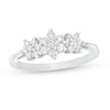 0.29 CT. T.W. Diamond Flower Trio Ring in 10K White Gold