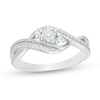 Thumbnail Image 0 of 0.09 CT. T.W. Diamond Three Stone Twist Shank Promise Ring in Sterling Silver