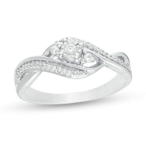 0.065 CT. T.W. Diamond Tri-Sides Infinity Shank Promise Ring in Sterling  Silver