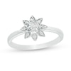 Thumbnail Image 0 of 0.09 CT. T.W. Diamond Flower Promise Ring in 10K White Gold