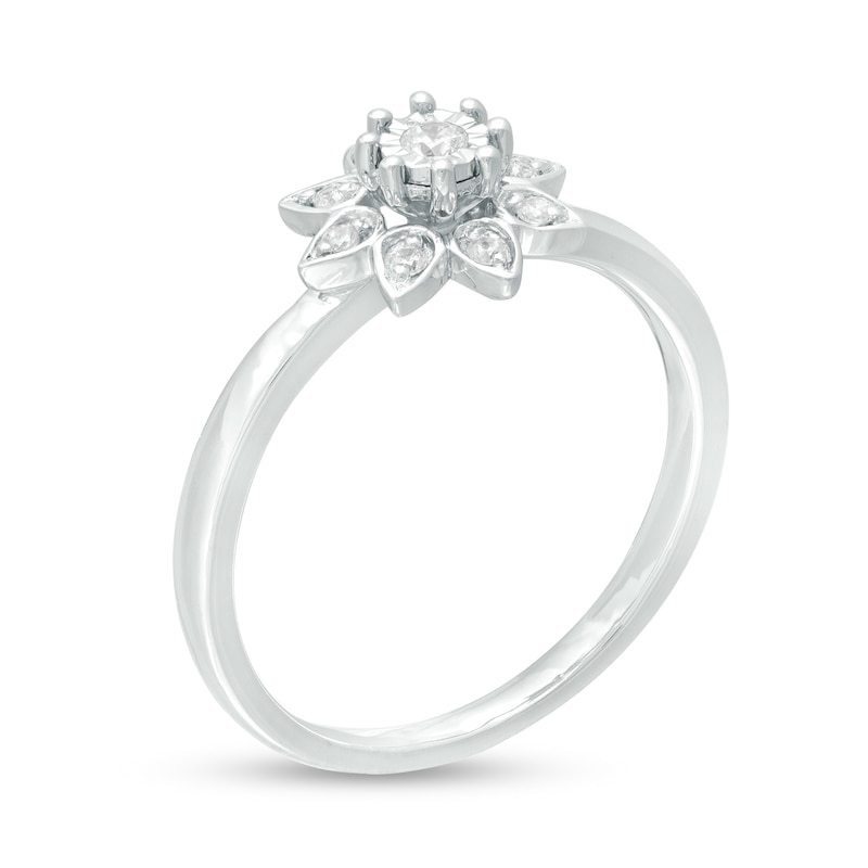 0.09 CT. T.W. Diamond Flower Promise Ring in 10K White Gold