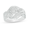 Thumbnail Image 0 of 0.23 CT. T.W. Diamond Three Stone Multi-Row Bypass Ring in Sterling Silver