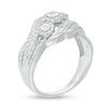 Thumbnail Image 2 of 0.23 CT. T.W. Diamond Three Stone Multi-Row Bypass Ring in Sterling Silver