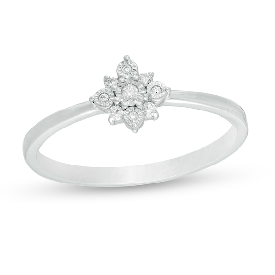 0.04 CT. T.W. Diamond Flower Promise Ring in Sterling Silver