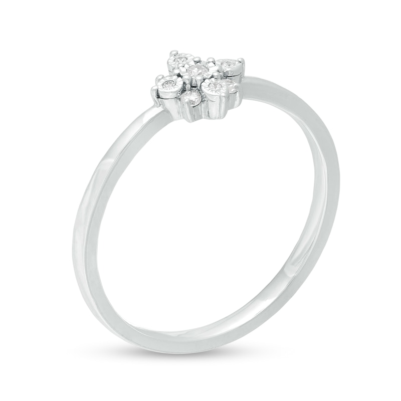 0.04 CT. T.W. Diamond Flower Promise Ring in Sterling Silver|Peoples Jewellers