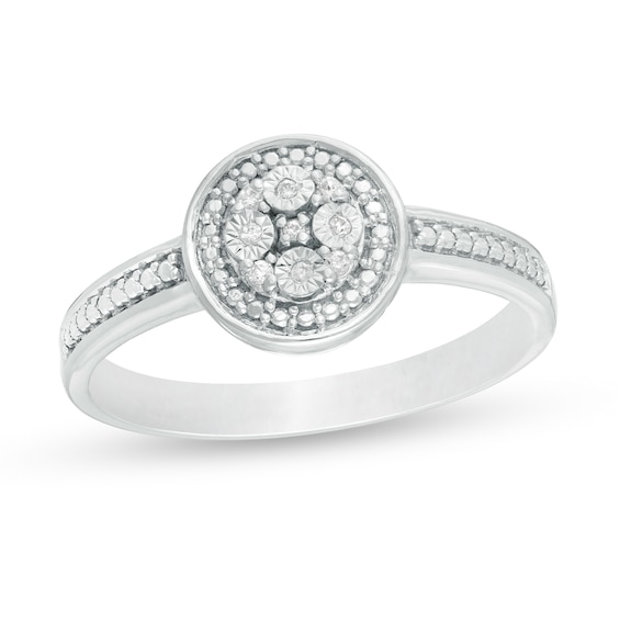 Composite Diamond Accent Frame Promise Ring in Sterling Silver