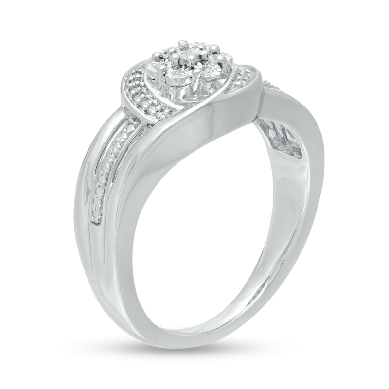 0.04 CT. T.W. Composite Diamond Bypass Split Shank Promise Ring in Sterling Silver|Peoples Jewellers