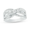 Thumbnail Image 0 of Diamond Accent Three Stone Bypass Split Shank Promise Ring in Sterling Silver