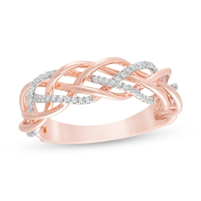 0.18 CT. T.W. Diamond Woven Ring in 10K Rose Gold