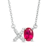 Oval Lab-Created Ruby and White Sapphire "XO" Necklace in Sterling Silver