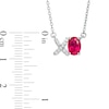 Thumbnail Image 2 of Oval Lab-Created Ruby and White Sapphire "XO" Necklace in Sterling Silver