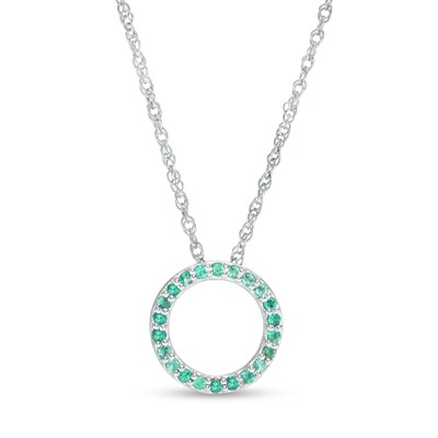 Emerald Circle Pendant in 10K White Gold