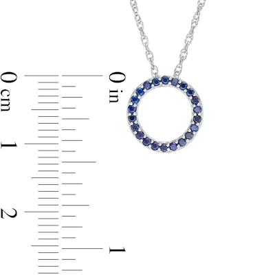 Blue Sapphire Circle Pendant in 10K White Gold