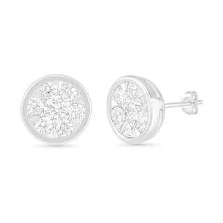 0.95 CT. T.W. Composite Diamond Circle Stud Earrings in 10K White Gold