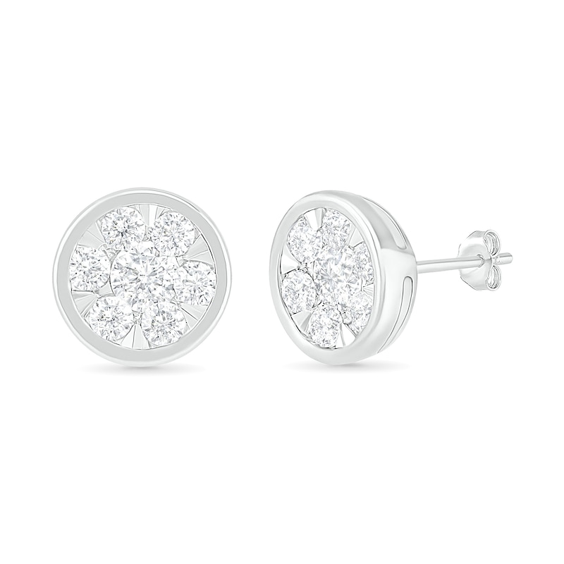 0.95 CT. T.W. Composite Diamond Circle Stud Earrings in 10K White Gold