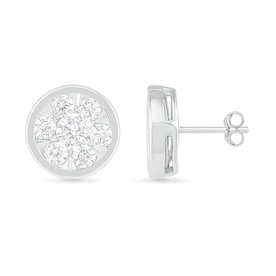 0.95 CT. T.W. Composite Diamond Circle Stud Earrings in 10K White Gold