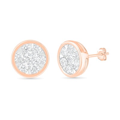 0.95 CT. T.W. Composite Diamond Circle Stud Earrings in 10K Rose Gold