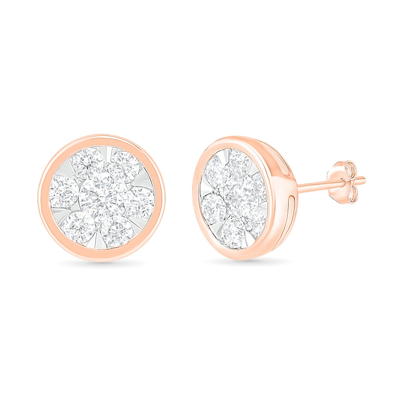 0.95 CT. T.W. Composite Diamond Circle Stud Earrings in 10K Rose Gold|Peoples Jewellers