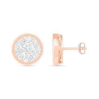 0.95 CT. T.W. Composite Diamond Circle Stud Earrings in 10K Rose Gold