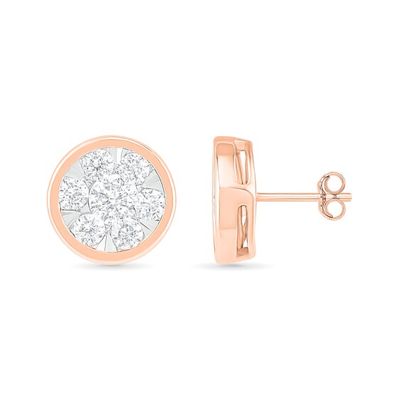 0.95 CT. T.W. Composite Diamond Circle Stud Earrings in 10K Rose Gold