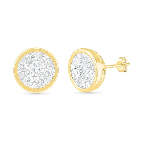 0.95 CT. T.W. Composite Diamond Circle Stud Earrings in 10K Gold